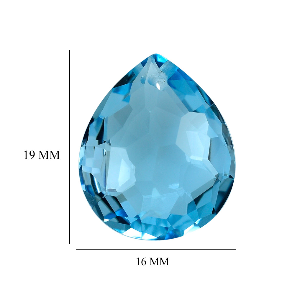 SKY BLUE TOPAZ IRREGULAR CUT BRIOLETTE PEAR (FULL DRILL) 19X16MM 18.18 Cts.