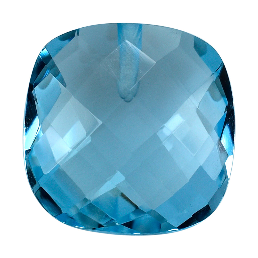 SKY BLUE TOPAZ BRIOLETTE CUSHION(HALF DRILL) 13.00MM 9.22 Cts.