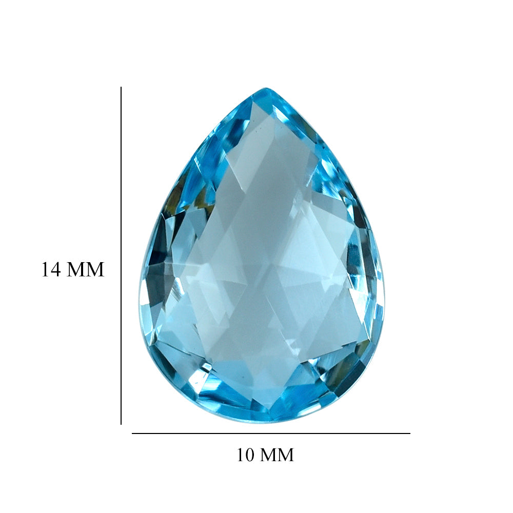 SKY BLUE TOPAZ ROSE CUT BRIOLETTE PEAR 14X10MM 5.45 Cts.