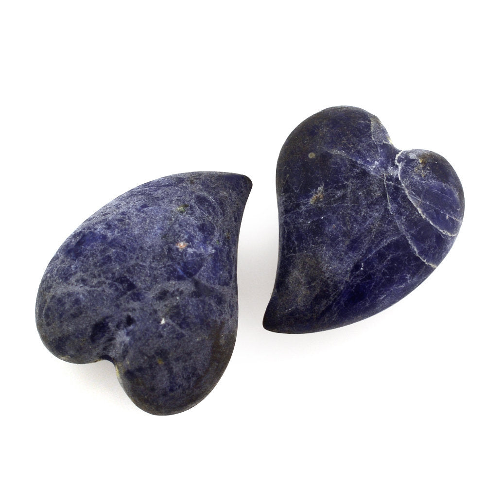 SODALITE PUFFY HEART SACRED FROSTED (HALF DRILL 1MM) (DES#132) 15X12MM 7.90 Cts.
