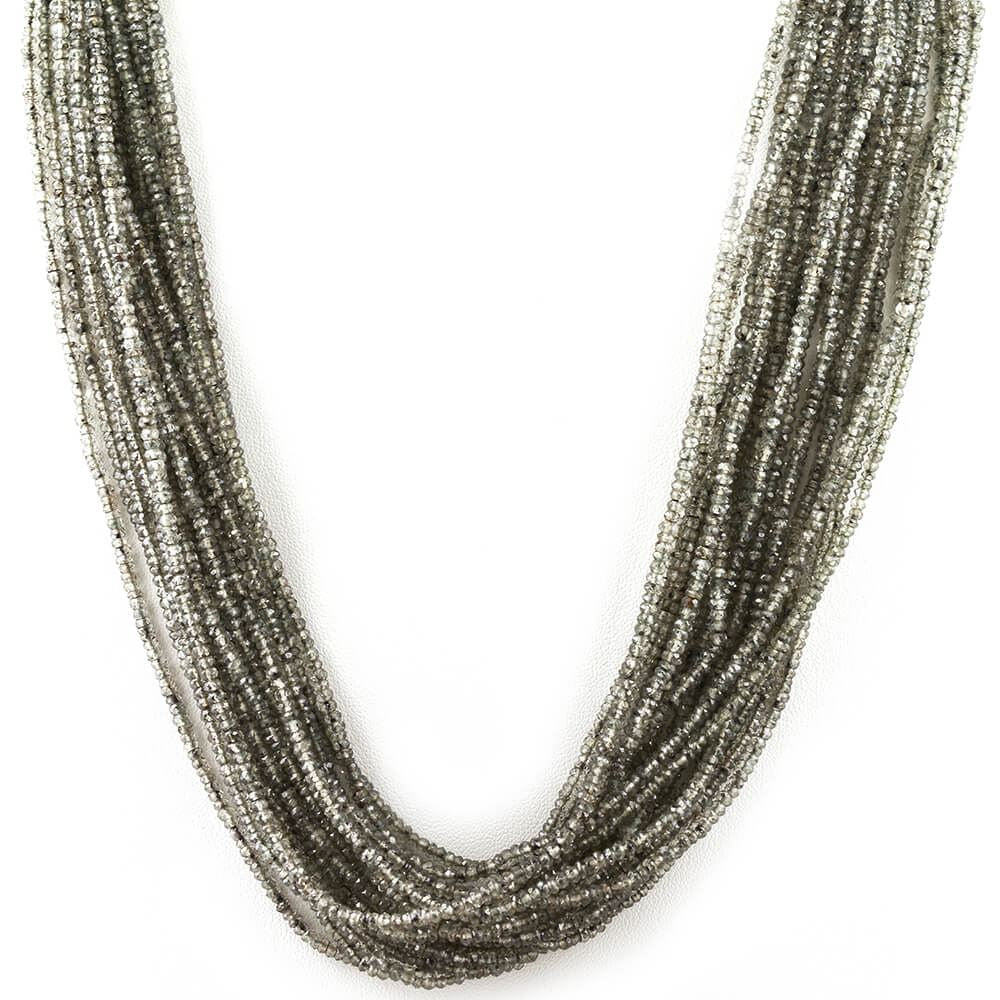 LIGHT GREY COLOR COATED QUARTZ 2.50-3MM ROUNDEL BEADS 16" LINE