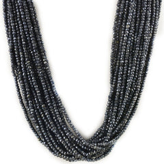 SILVER COATED BLACK SPINEL 3.50-4MM FACETED ROUNDEL BEADS 16" LINE