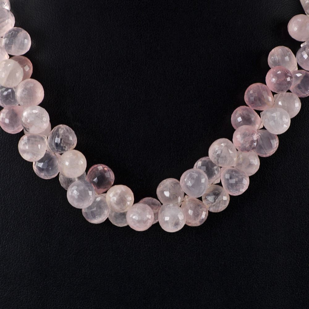 ROSE QUARTZ 11X9MM FACETED DROPS 11" LINE