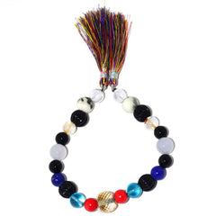 SYNTHETIC GLASS & SEMI PRECIOUS STONE 8.00-12.00MM PLAIN & FACETED MIX SHAPE 7.50" LINE