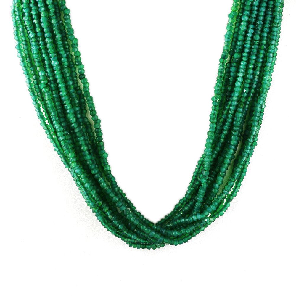 GREEN ONYX 3.50-4.00MM FACETED ROUNDEL BEADS 16" LINE