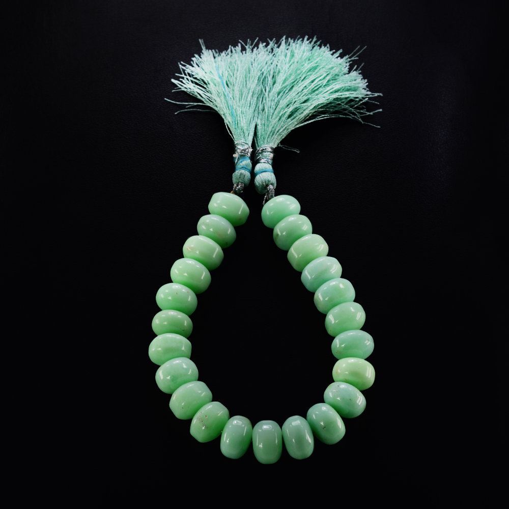 MINT CHRYSOPRASE 13-14MM PLAIN ROUNDEL BEADS 8" LINE