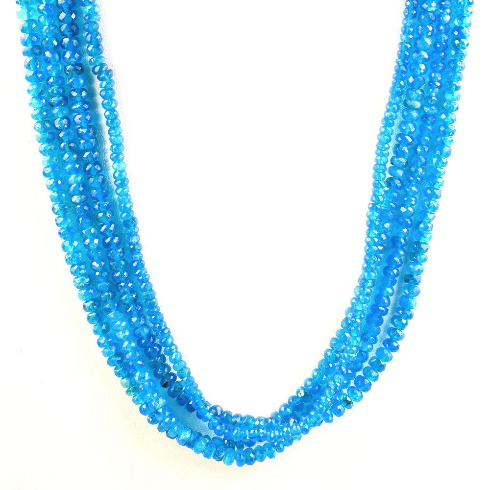 NEON BLUE APATITE 4.50-6.50MM FACETED RONDEL BEADS 16" LINE