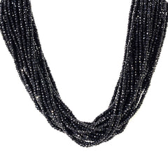 BLACK SPINEL 3.50MM FACETED ROUNDEL BEADS 16" PER LINE