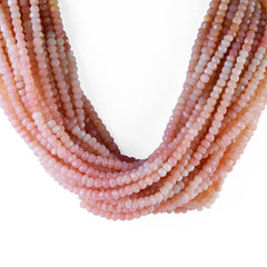 PINK OPAL (TREATED) 5MM FACETED ROUNDEL BEADS 12.50" PER LINE