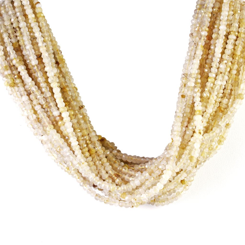 GOLDEN RUTILE 4.00MM FACETED ROUNDEL BEADS 12.50" PER LINE