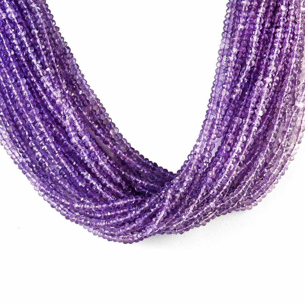 PINK AMETHYST 4.00MM FACETED ROUNDEL BEADS 12.50" PER LINE