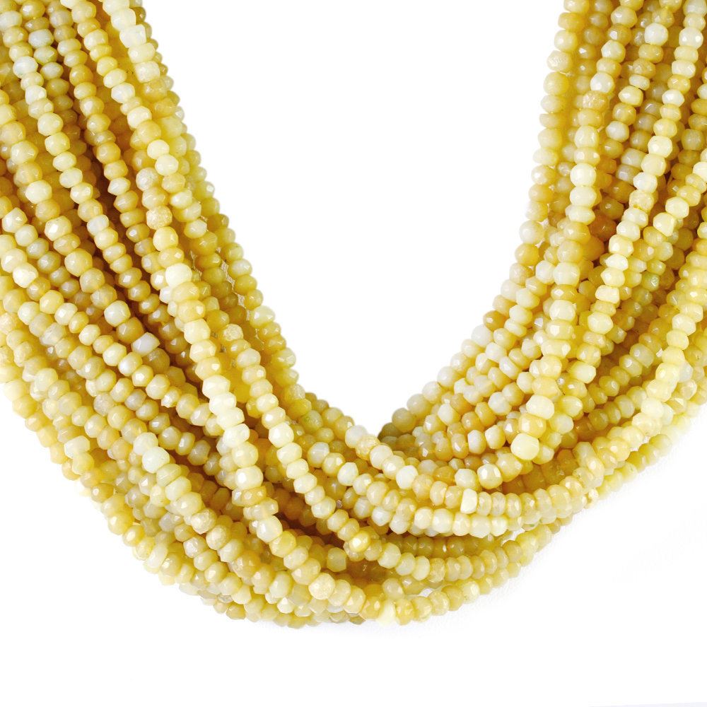 YELLOW OPAL 4.50MM FACETED ROUNDEL BEADS 12.50" PER LINE