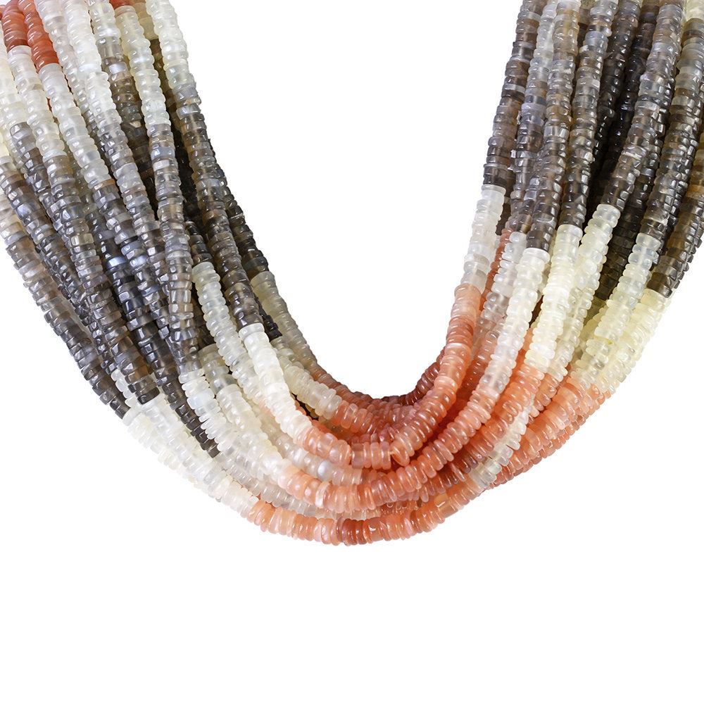 MOONSTONE MULTI COLOR 5-5.50MM FLAT COIN BEADS 16" PER LINE