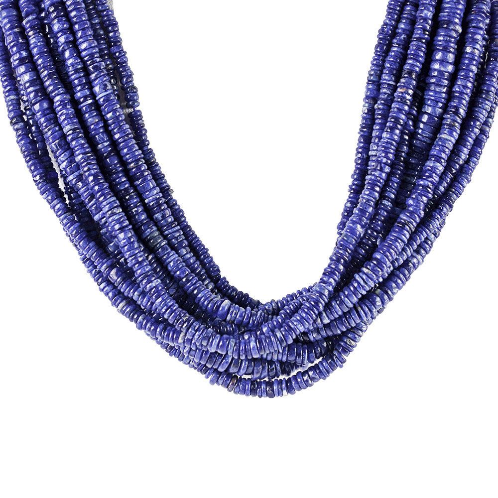 SODALITE 4.00-6.00MM FLAT COIN BEADS 16" PER LINE