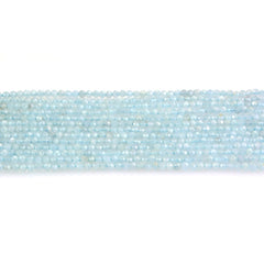 MILKY AQUAMARINE 2.00-2.20MM FACETED ROUND BEADS 12.50" PER LINE