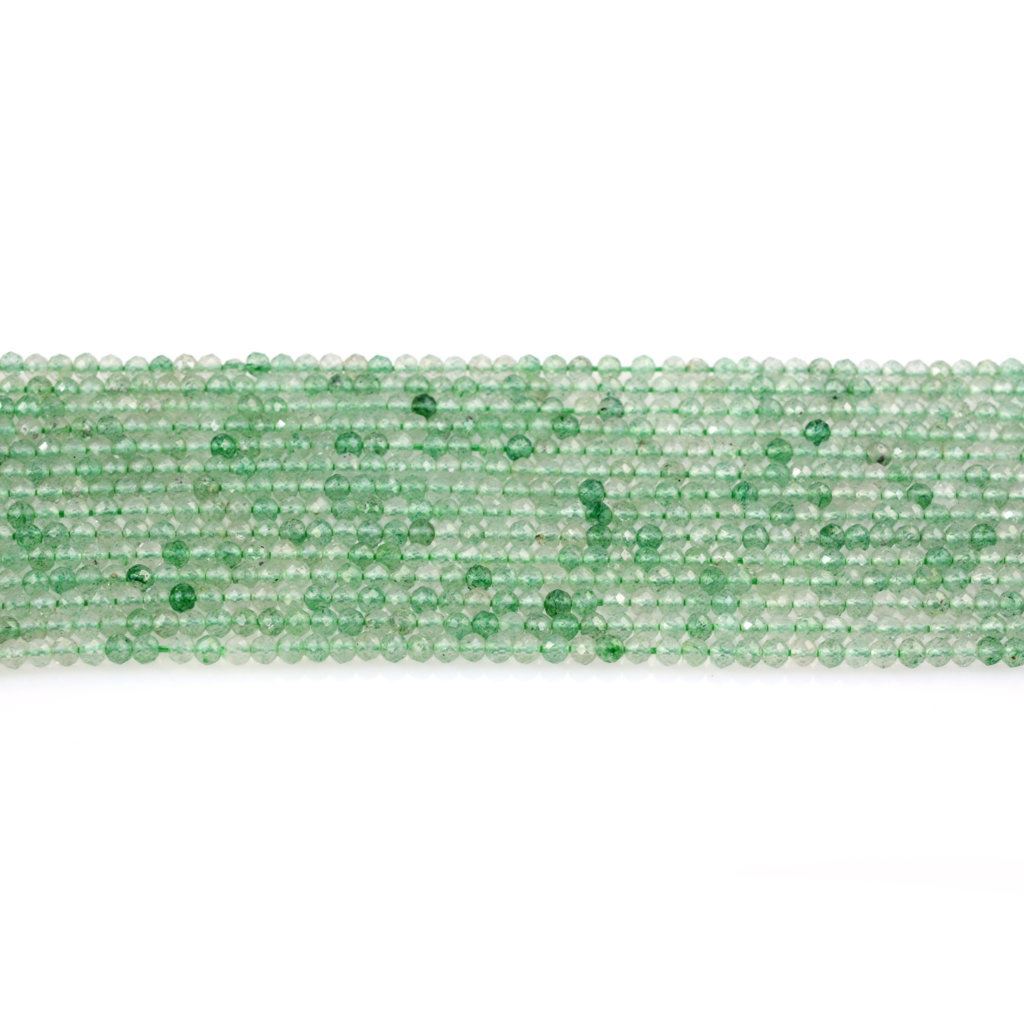 GREEN STRAWBERRY QUARTZ 2.00-2.20MM FACETED ROUND BEADS 12.50" PER LINE