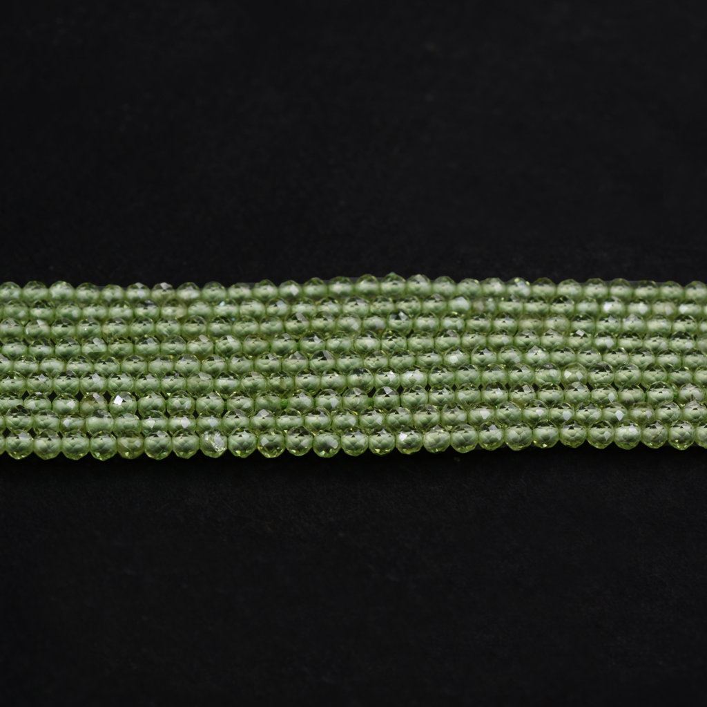 PERIDOT 2.00-2.20MM FACETED ROUND BEADS 12.50" PER LINE
