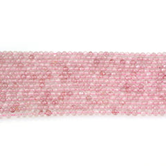 PINK STRAWBERRY QUARTZ 2.00-2.20MM FACETED ROUND BEADS 12.50" PER LINE