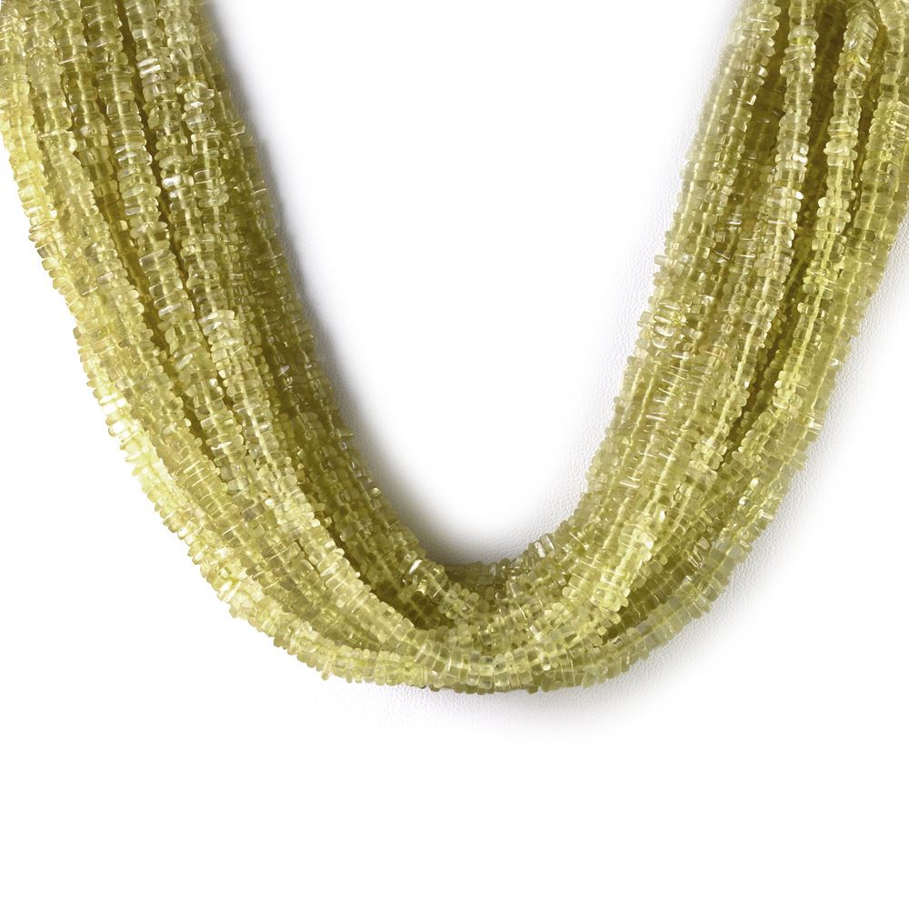 LEMON QUARTZ 4.00-5.00MM FLAT SQUARE BEADS 16" PER LINE