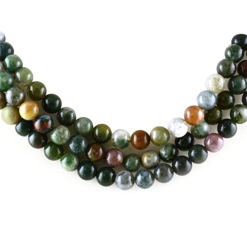 MOSS AGATE 8MM PLAIN ROUND BALLS 15" PER LINE