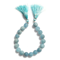 MILKY AQUAMARINE PLAIN BALLS 12-12.50MM 8" PER LINE 220.15 Cts.