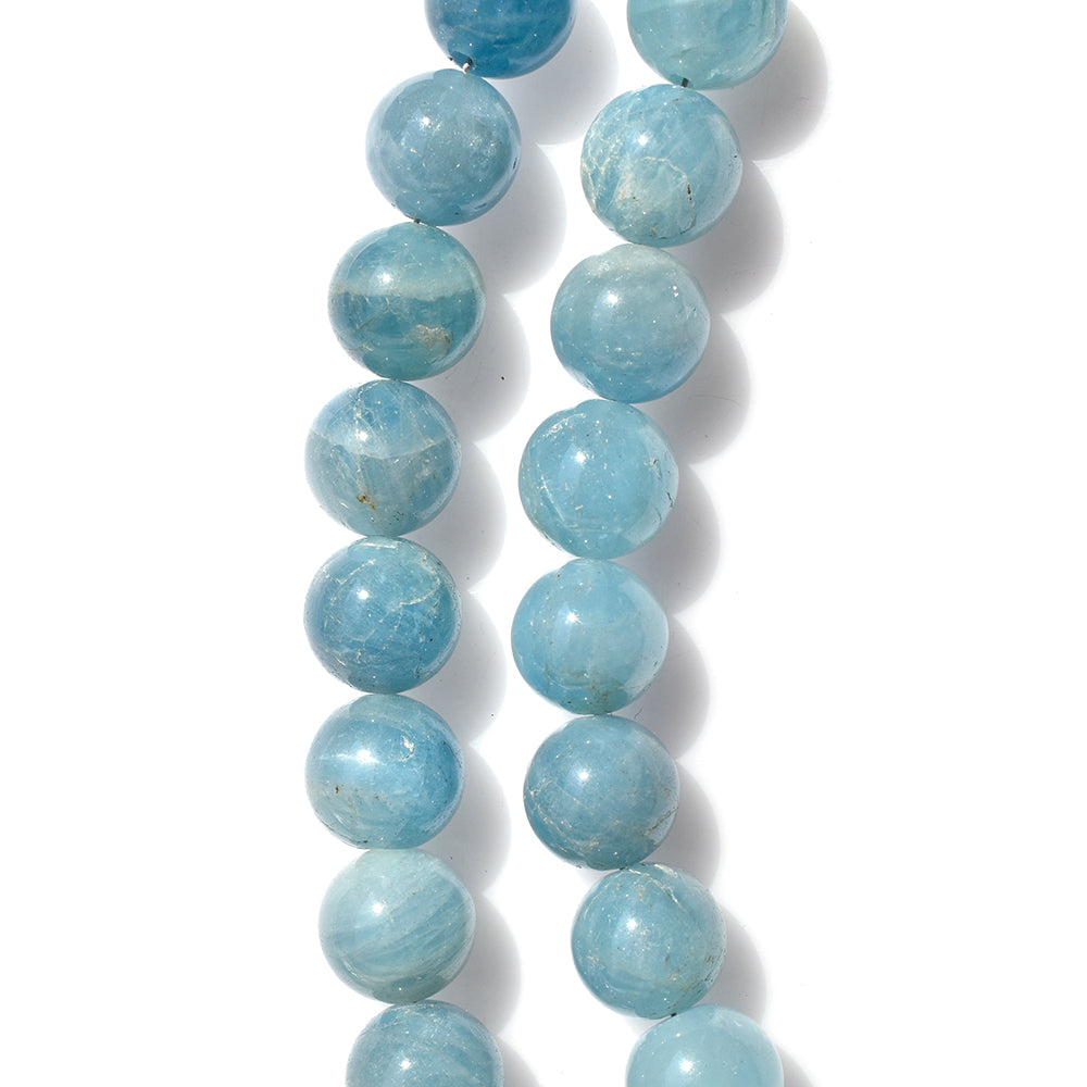 MILKY AQUAMARINE PLAIN BALLS 12-12.50MM 8" PER LINE 220.15 Cts.