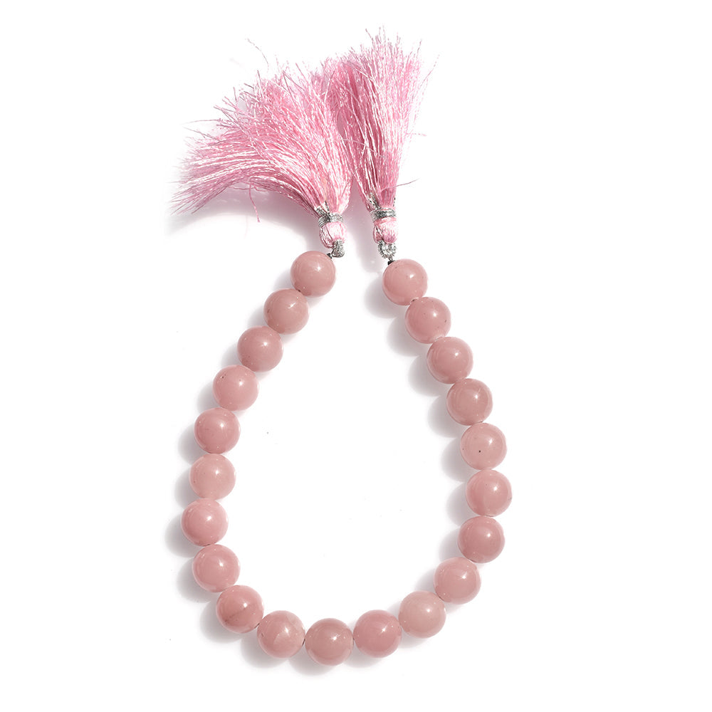 GUAVA QUARTZ PLAIN BALLS 10-10.50MM 8" PER LINE 146.57 Cts.