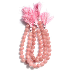 GUAVA QUARTZ PLAIN BALLS 10-10.50MM 8" PER LINE 146.57 Cts.