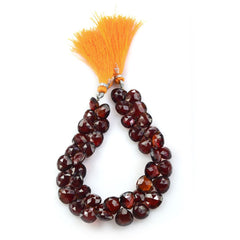 HESSONITE 10-10.30MM FACETED BRIOLETTE TABEEZ 8" LINE