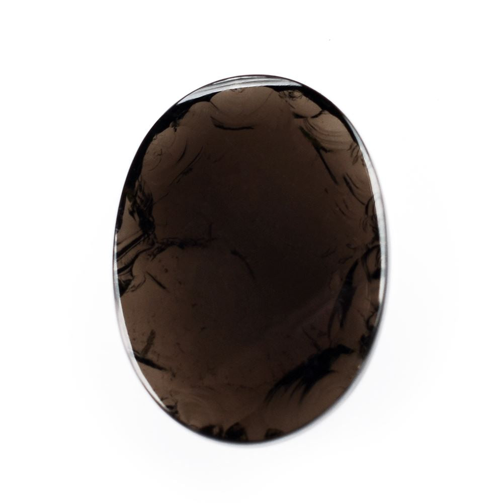 SMOKY QUARTZ ROUGHTOP OVAL CAB 20X15MM 13.45Cts.