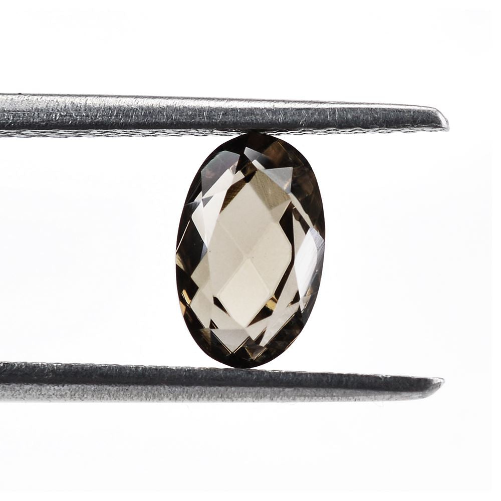 SMOKY QUARTZ TABLE CUT ON OP CHECKER BACK OVAL 8X5MM 1.20Cts.