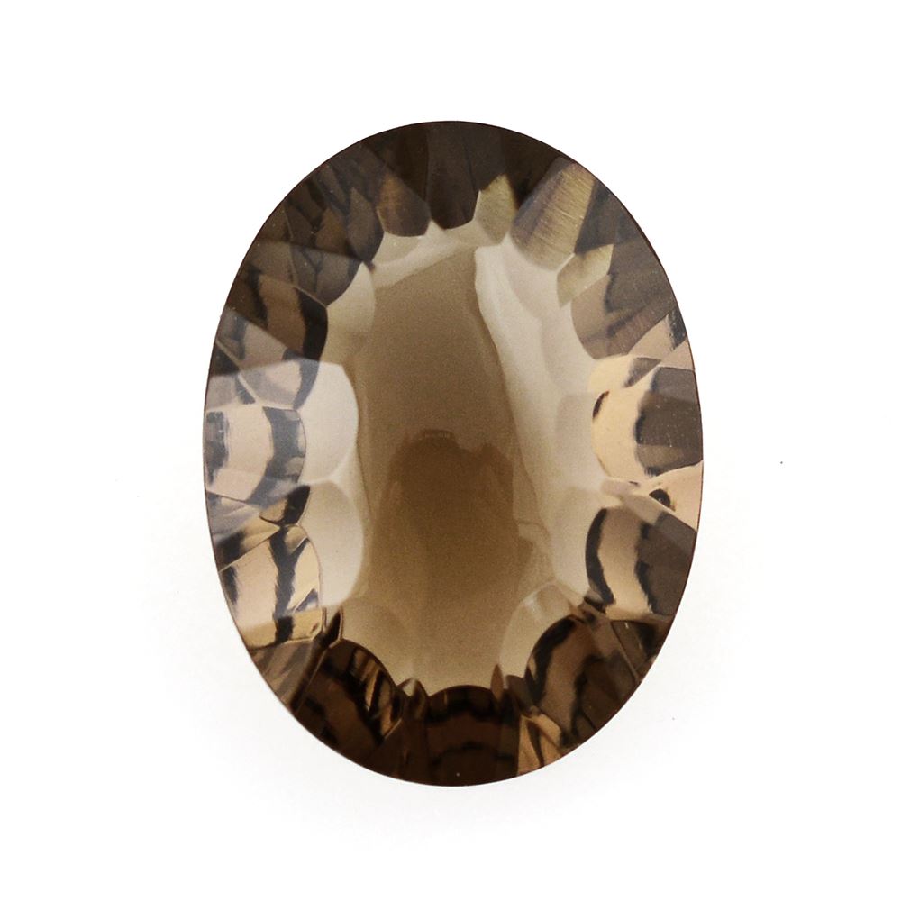 SMOKY QUARTZ CONCAVE CUT BRIOLETTE OVAL 18X13.50MM 10.67Cts.