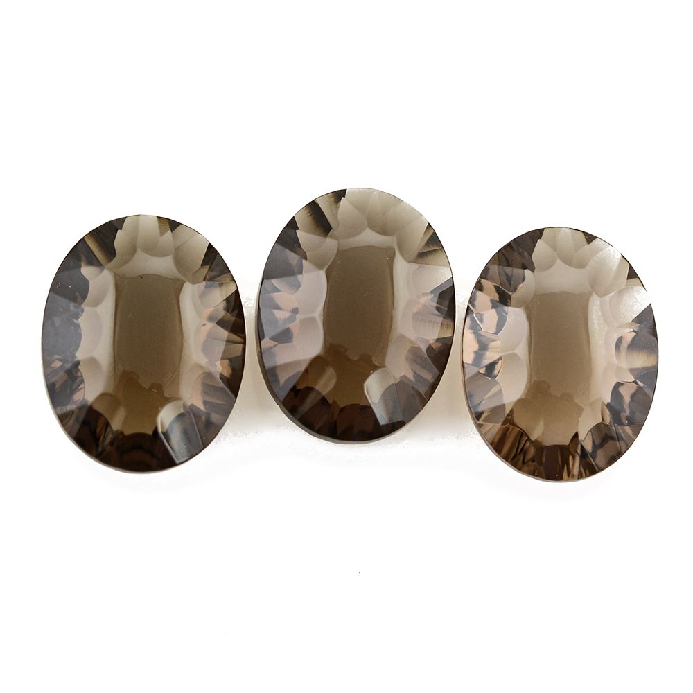 SMOKY QUARTZ CONCAVE CUT BRIOLETTE OVAL 18X13.50MM 10.67Cts.