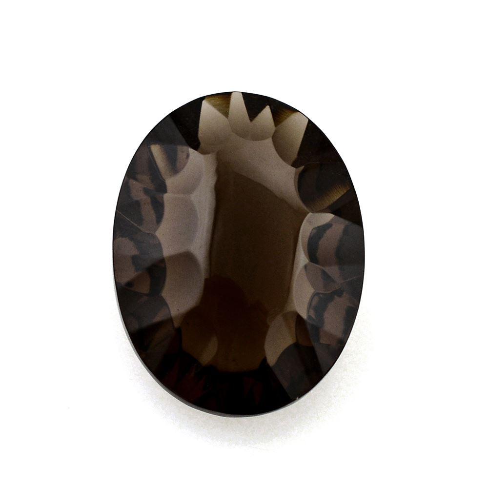 SMOKY QUARTZ CONCAVE CUT BRIOLETTE OVAL 18X13.50MM 10.63Cts.