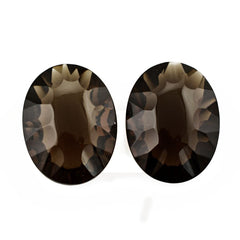 SMOKY QUARTZ CONCAVE CUT BRIOLETTE OVAL 18X13.50MM 10.63Cts.
