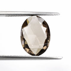SMOKY QUARTZ ROSE CUT BRIOLETTE OVAL 14X10MM 4.10Cts.