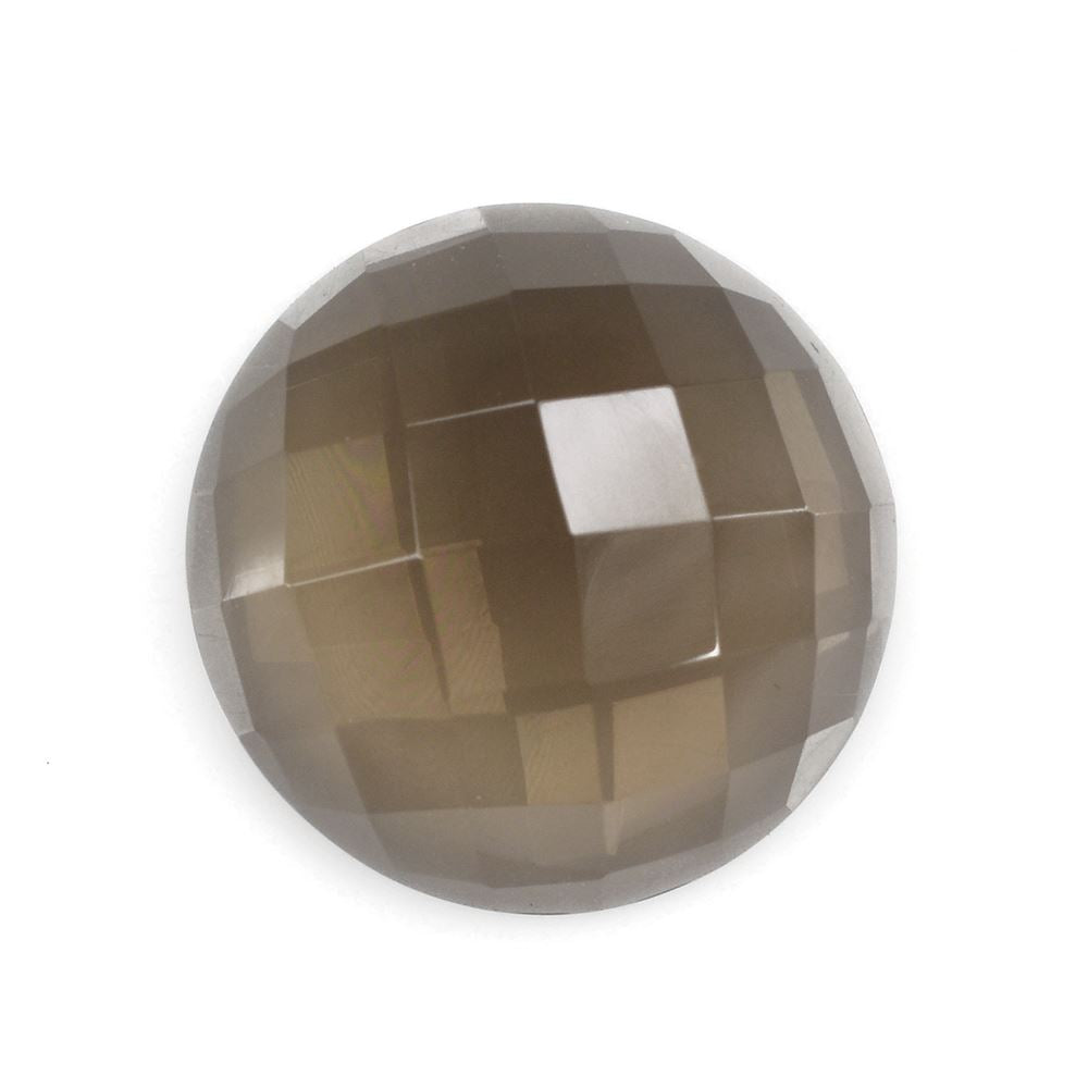 SMOKY QUARTZ CHECKER CUT ROUND CAB 20MM 22.30Cts.
