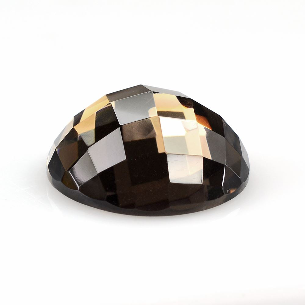 SMOKY QUARTZ CHECKER CUT ROUND CAB 20MM 22.30Cts.