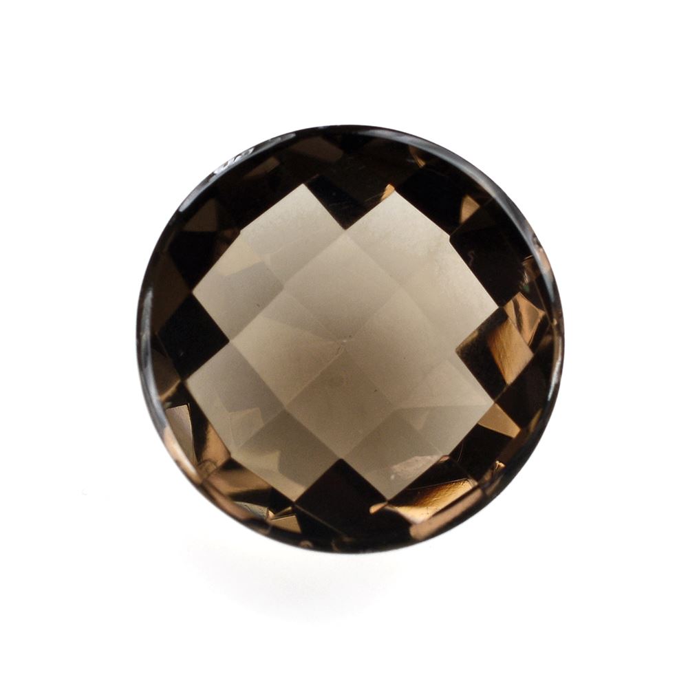 SMOKY QUARTZ CHECKER CUT ROUND CAB 20MM 22.30Cts.