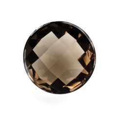 SMOKY QUARTZ CHECKER CUT ROUND CAB 20MM 22.30Cts.