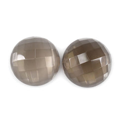 SMOKY QUARTZ CHECKER CUT ROUND CAB 20MM 22.30Cts.