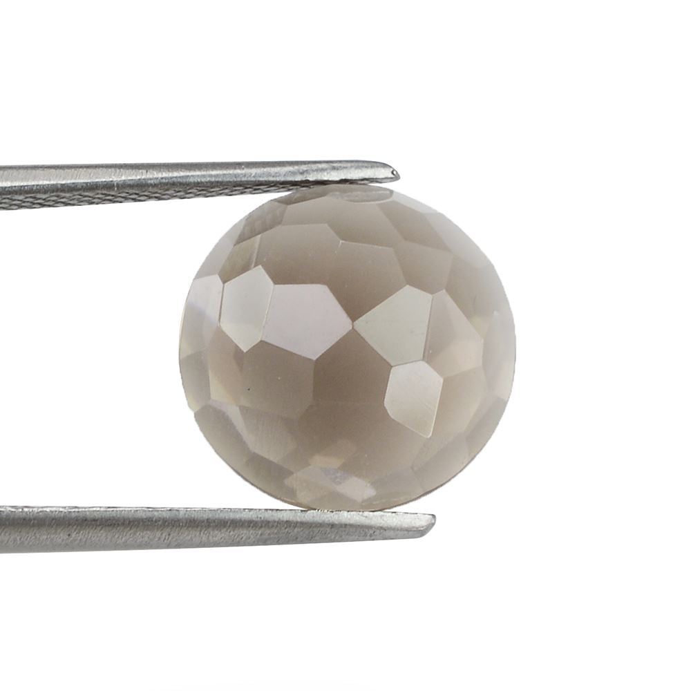 SMOKY QUARTZ IRREGULAR CUT ROUND CAB (LITE) 12.20MM 5.67Cts.