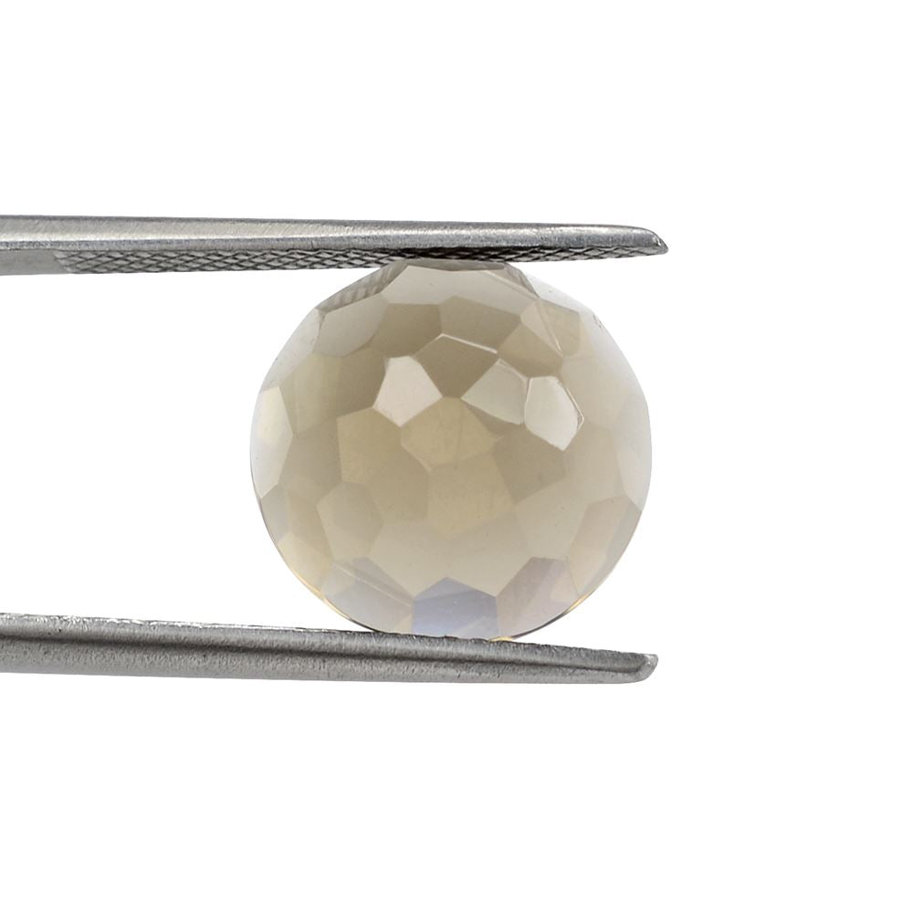 SMOKY QUARTZ IRREGULAR CUT ROUND CAB 12.20MM 6.43Cts.