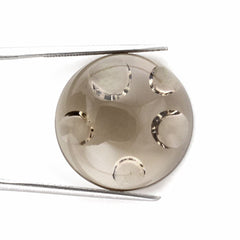 SMOKY QUARTZ SUPPER BUBBLE ROUND CAB 20MM 24.55Cts.