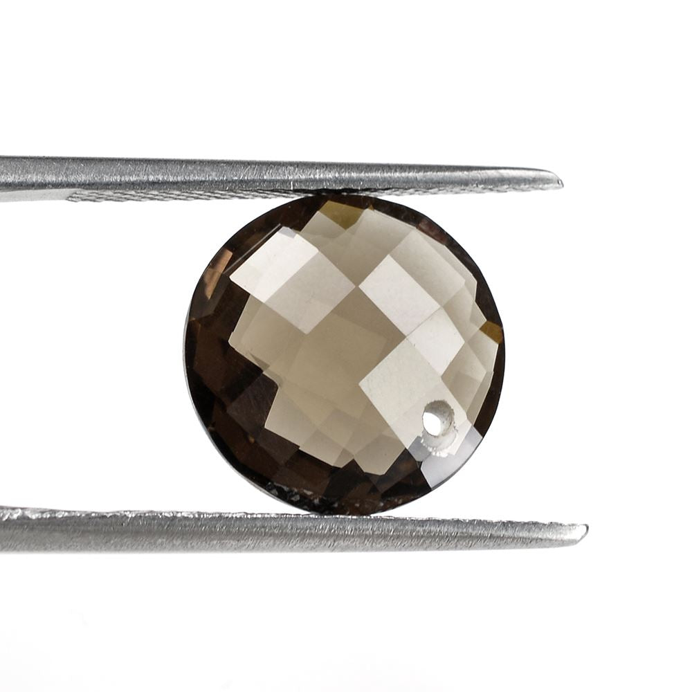 SMOKY QUARTZ BRIOLETTE ROUND (FULL DRILL) 12MM 4.44 Cts.
