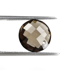 SMOKY QUARTZ BRIOLETTE ROUND (FULL DRILL) 12MM 4.44 Cts.