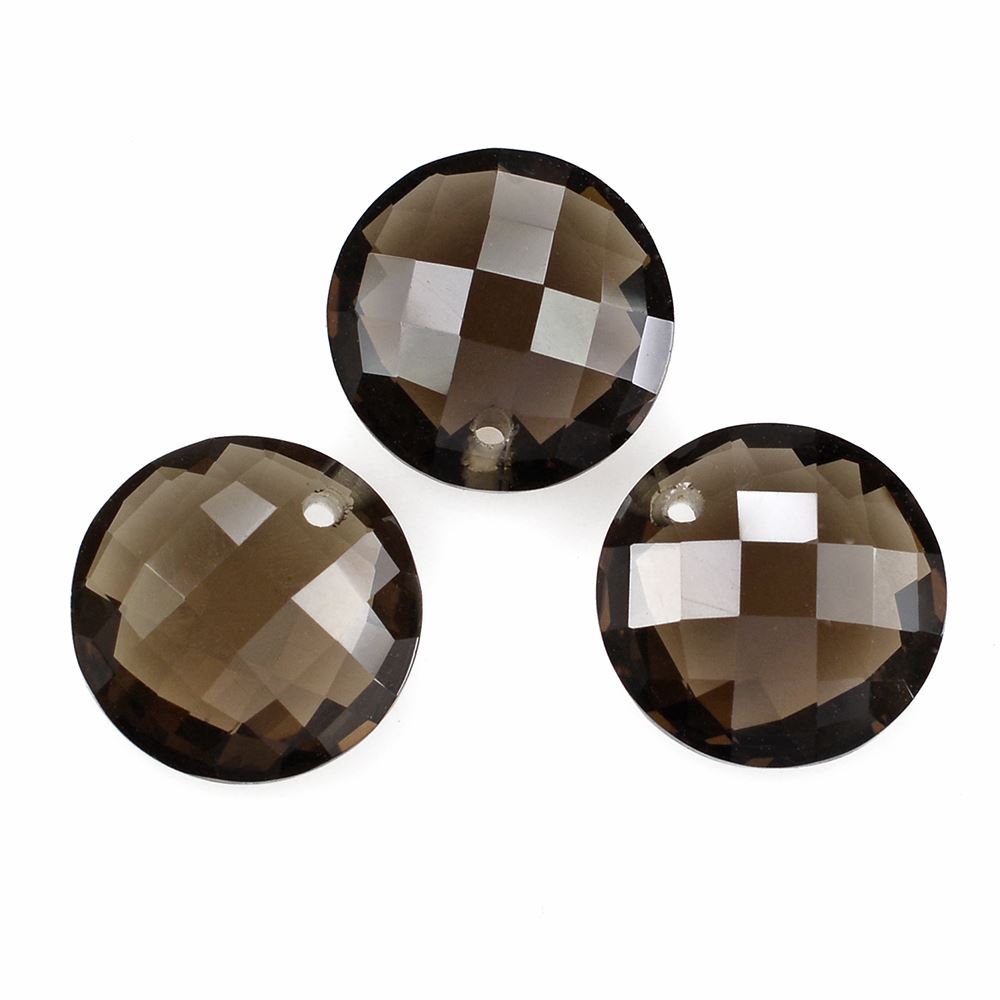 SMOKY QUARTZ BRIOLETTE ROUND (FULL DRILL) 12MM 4.44 Cts.