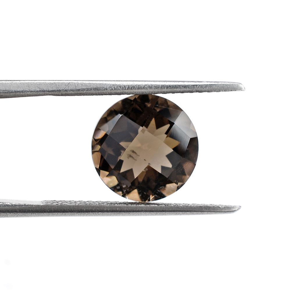 SMOKY QUARTZ CHECKER CUT ROUND 10MM 3.15Cts.