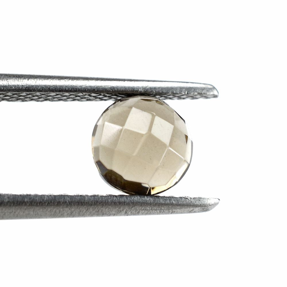 SMOKY QUARTZ CHECKER BACK CUT ROUND 6MM 1.15Cts.