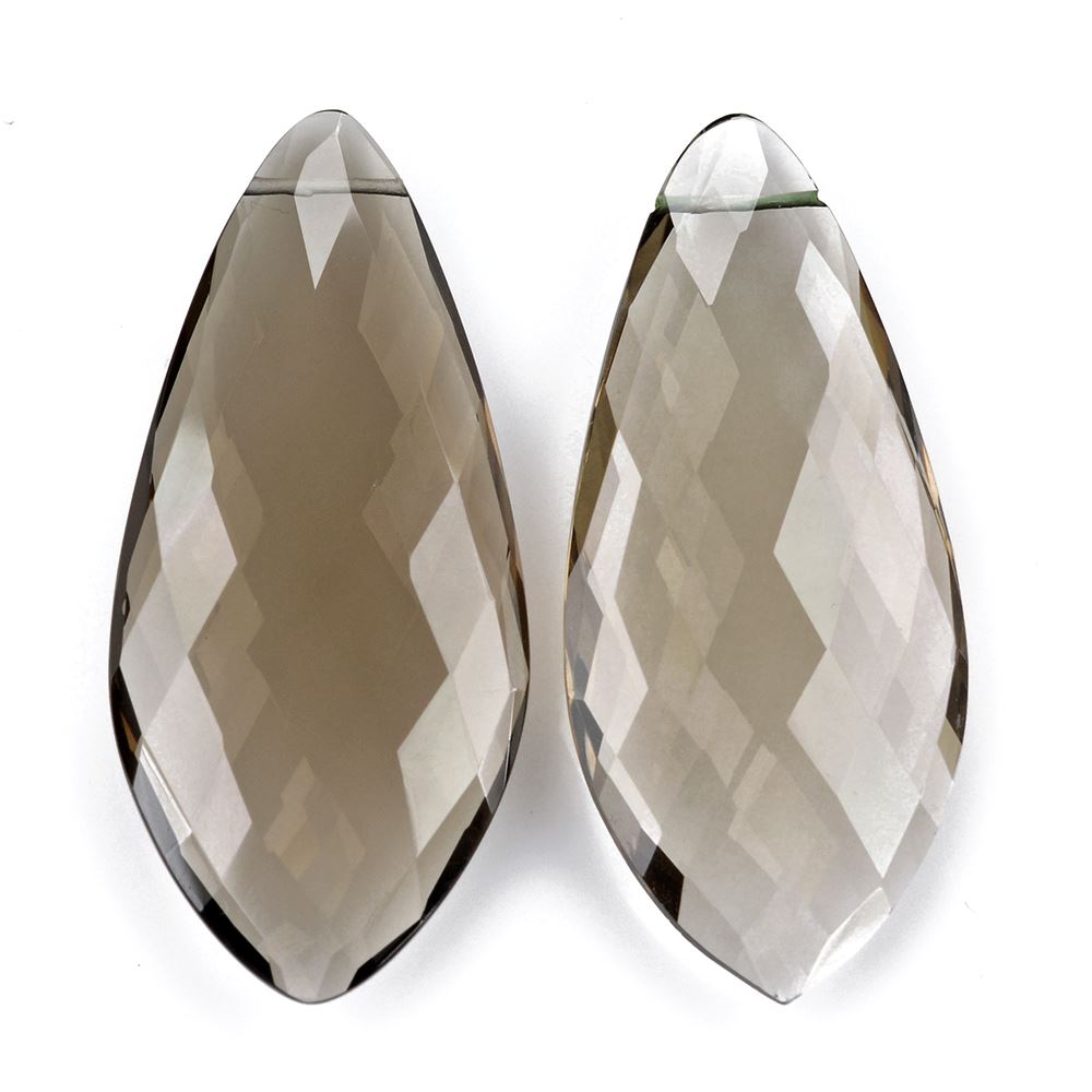 SMOKY QUARTZ BRIOLETTE IRREGULAR MARQUISE (LITE) (FULL DRILL) 44X20MM 31.50 Cts.
